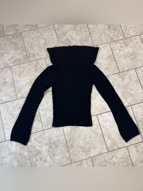 XOXO Vintage Black Silk & Angora Cowl Neck Sweater Balloon Sleeves